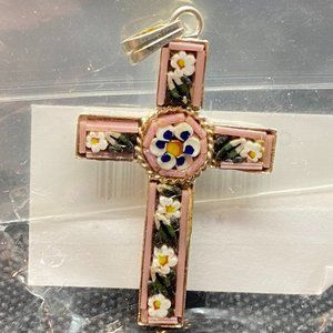 Mosaic cross pendant from Italy.